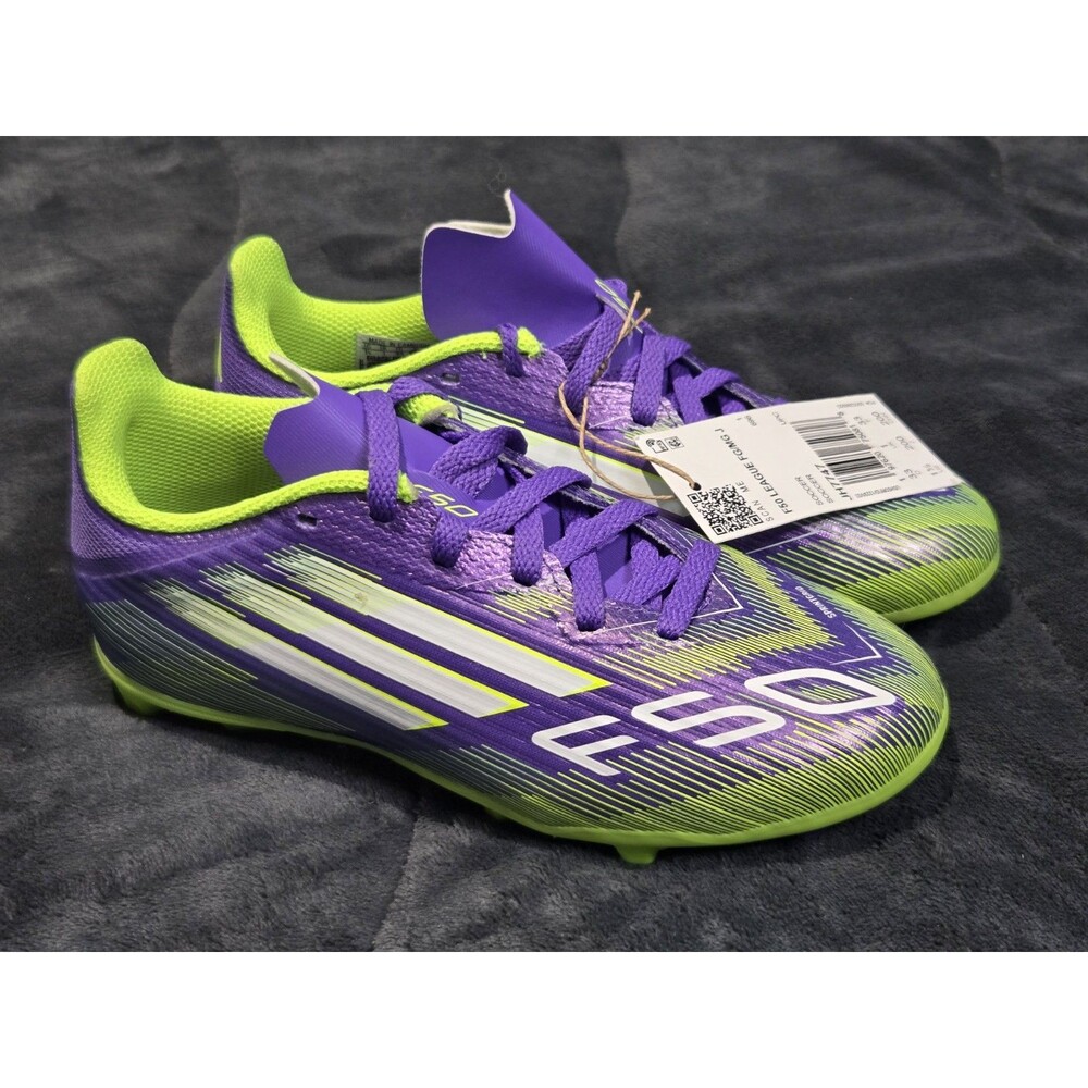 Adidas F50 League "Radient" Grade School Kids' Soccer Cle PURPLE JH7714 SZ 1.5